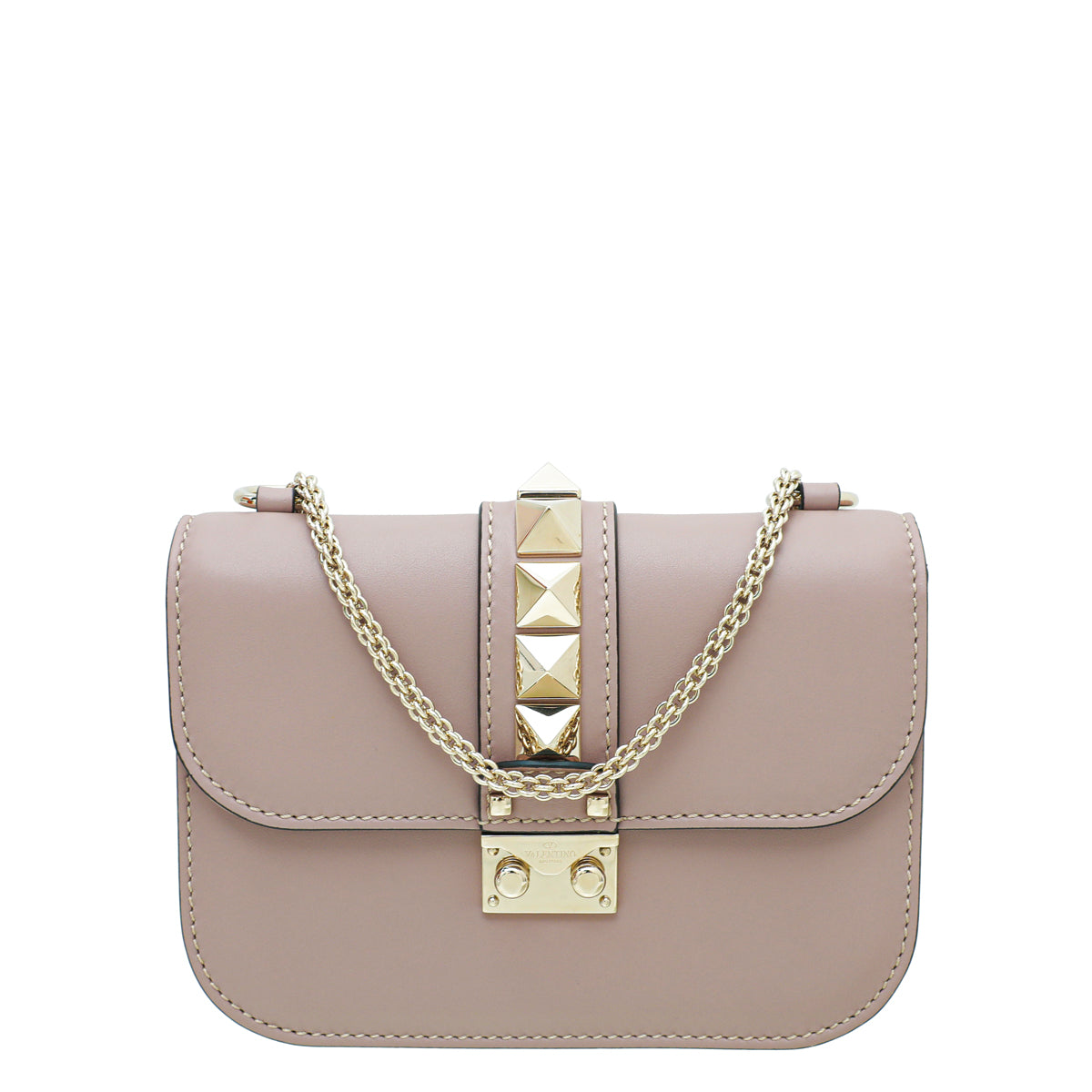 Valentino Poudre Glam Lock Rockstud Small Flap Bag-Valentino-THE CLOSET