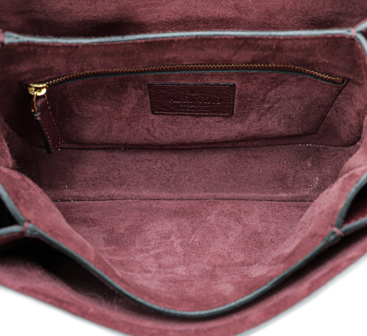 Valentino Burgundy B-Rockstud Flap Chain Medium Bag