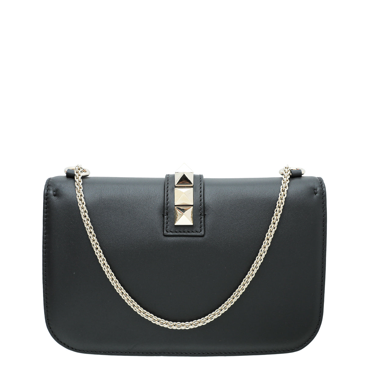 Valentino Black Glam Lock Rockstud Medium Flap Bag-Valentino-THE CLOSET