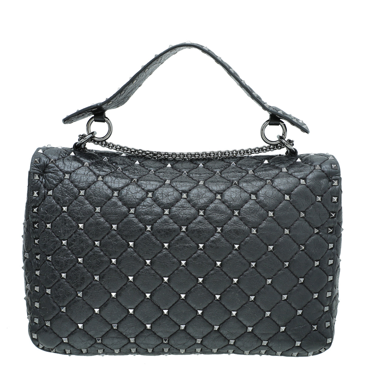 Valentino Black Spike Rockstud Large Bag-Valentino-THE CLOSET