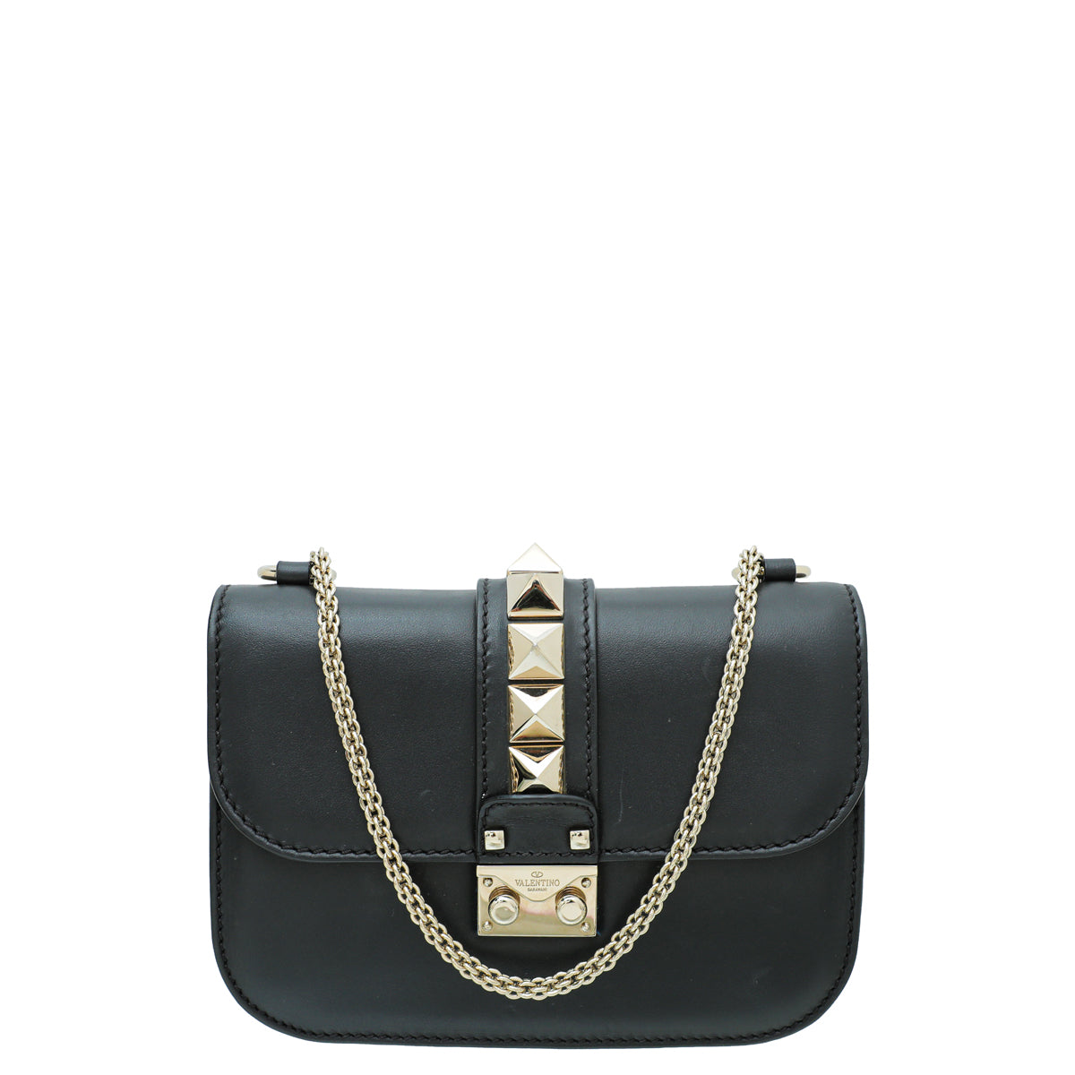 Valentino Black Glam Lock Small Flap Chain Bag-Valentino-THE CLOSET