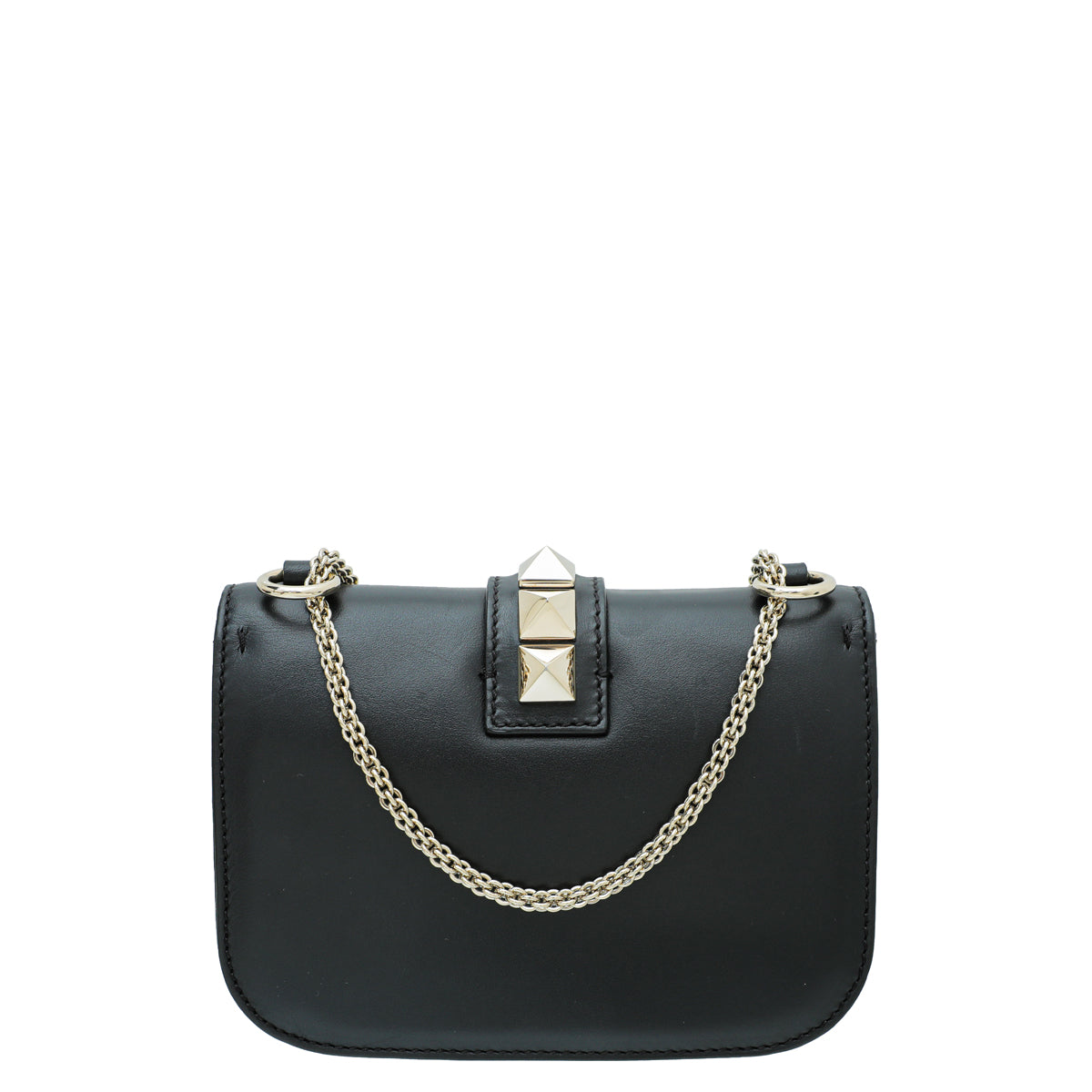 Valentino Black Glam Lock Small Flap Chain Bag-Valentino-THE CLOSET