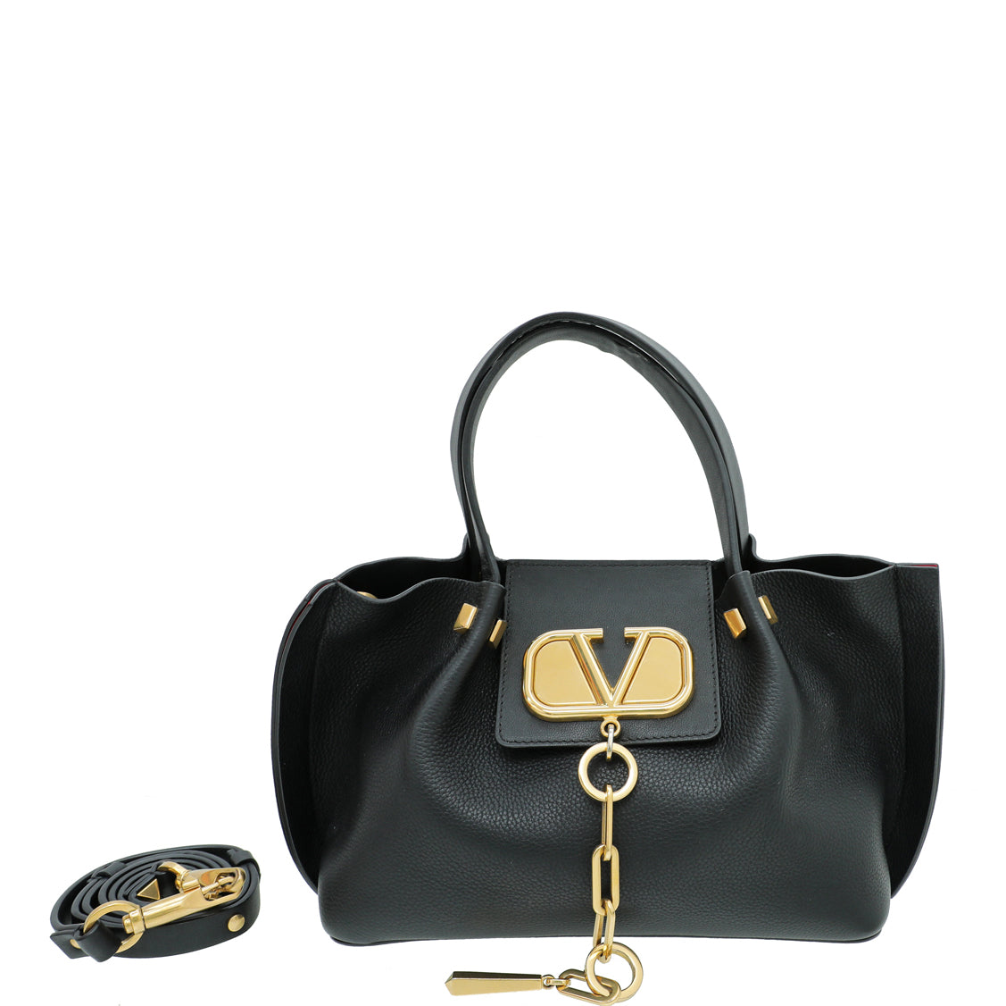 Valentino Black Vlogo Tote Handle Bag-Valentino-THE CLOSET