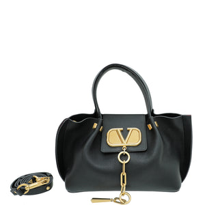 Valentino Black Vlogo Tote Handle Bag