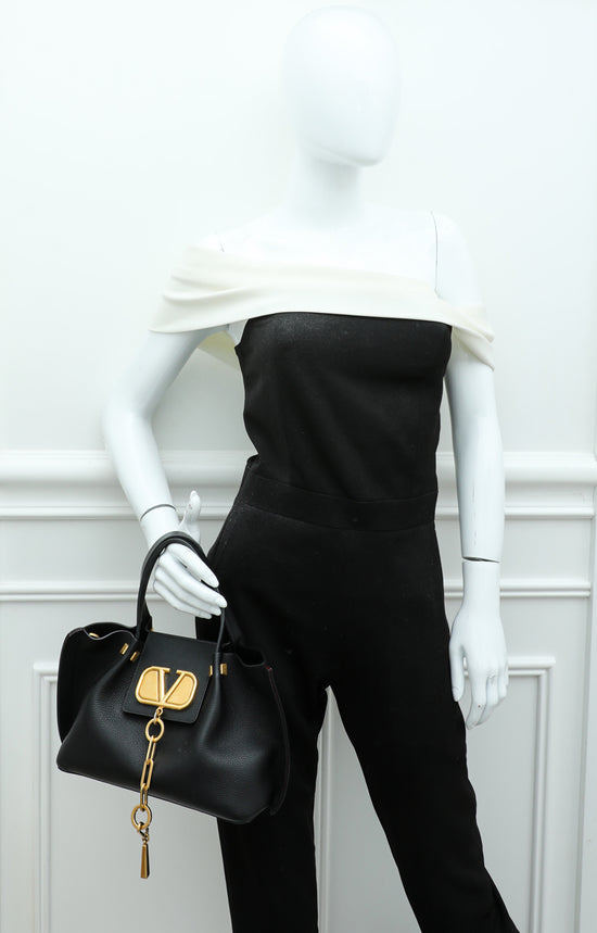 Valentino Black Vlogo Tote Handle Bag – The Closet