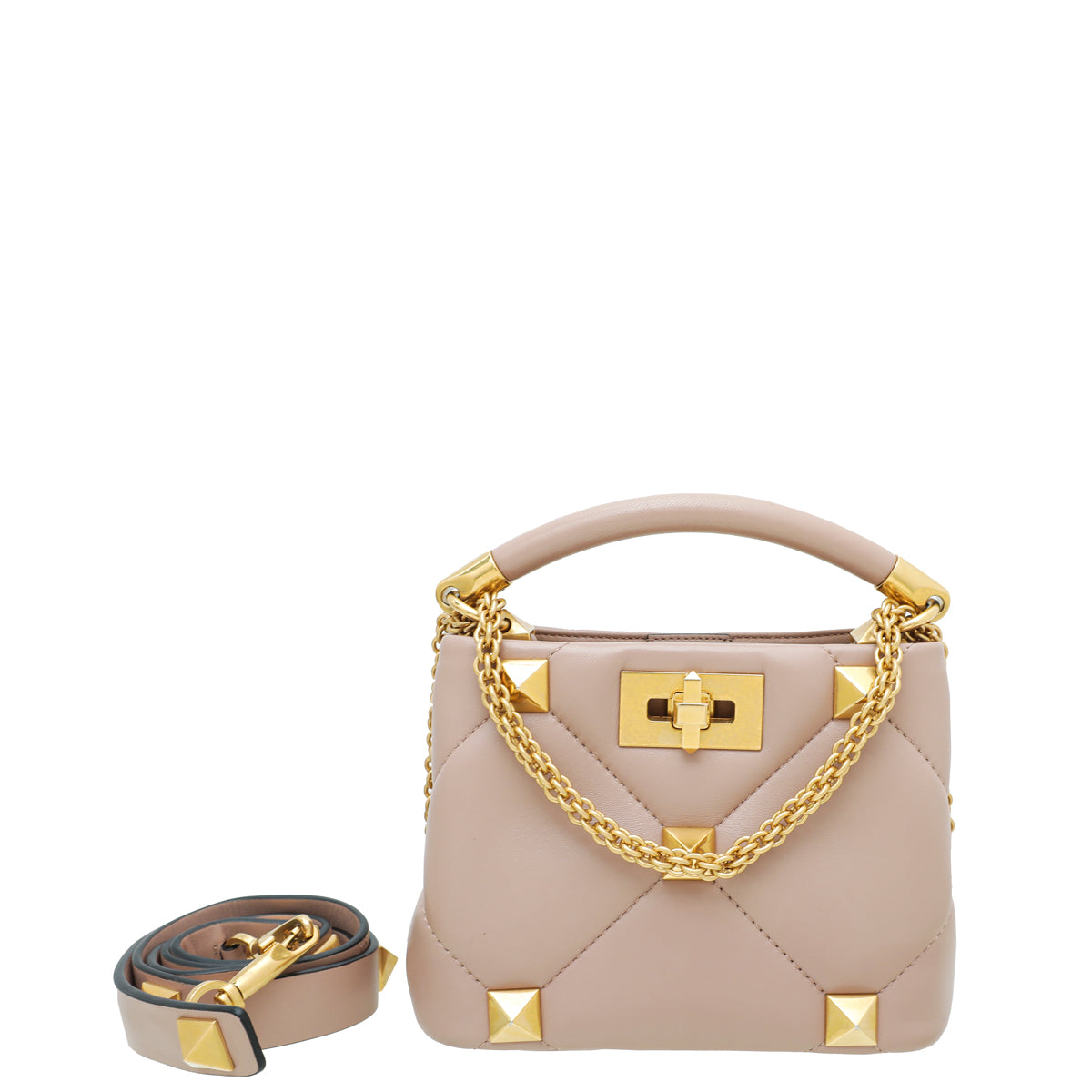 Valentino Rose Cannelle Roman Stud Top Handle Mini Bag-Valentino-THE CLOSET