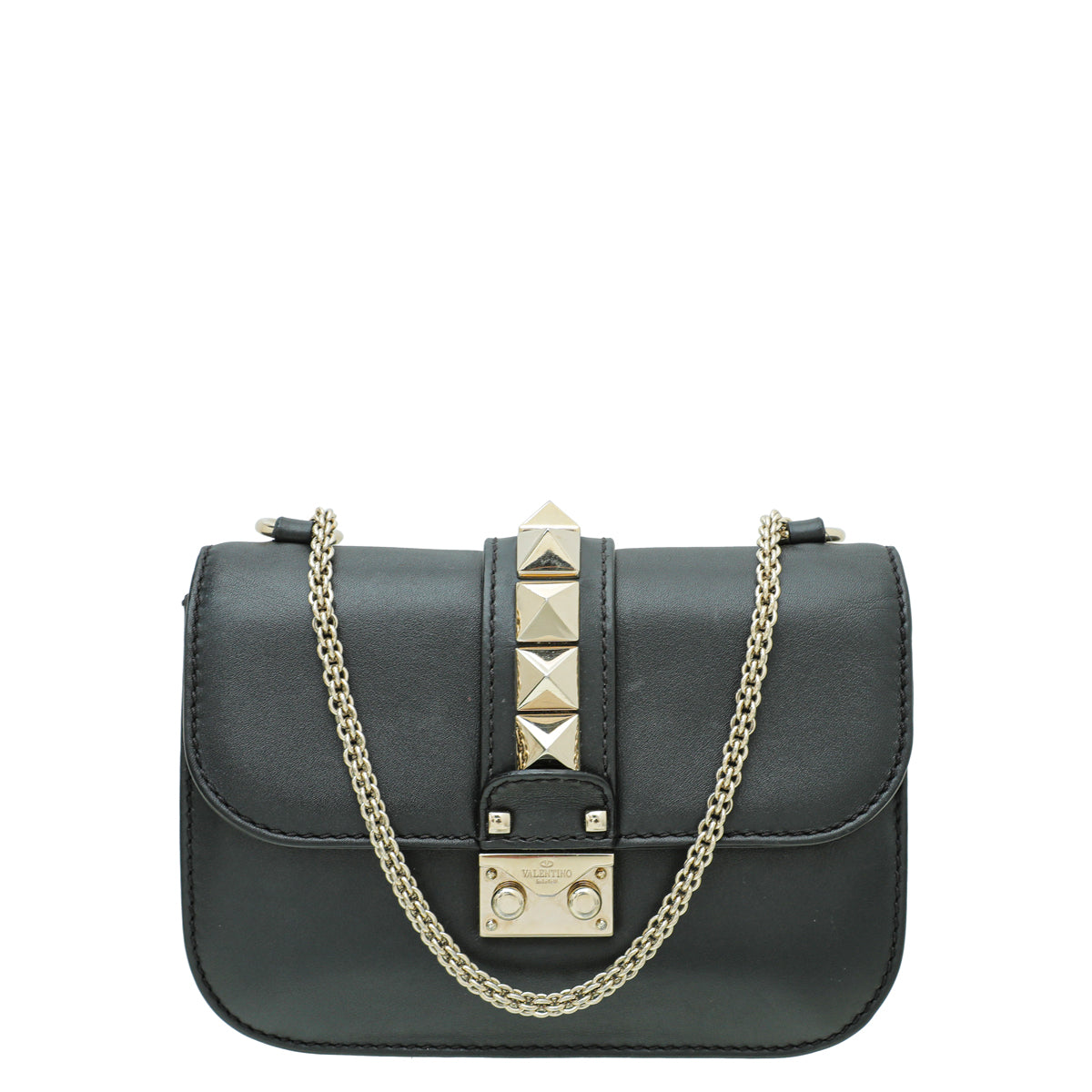 Valentino Black Glam Lock Small Flap Chain Bag-Valentino-THE CLOSET