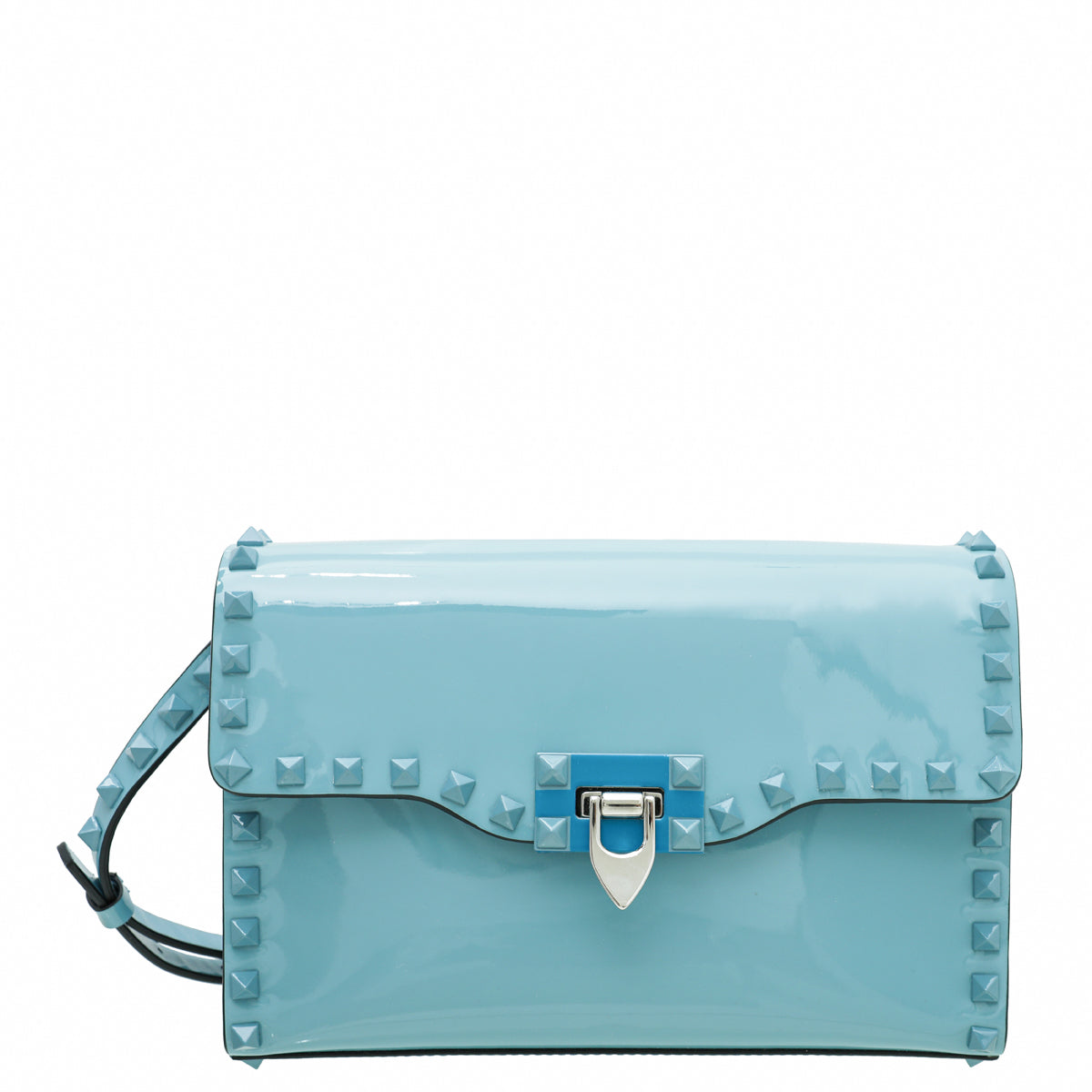 Valentino Light Blue Tone on Tone Medium Rockstud Flap Crossbody Bag-Valentino-THE CLOSET