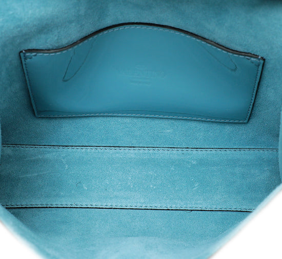 Valentino Light Blue Tone on Tone Medium Rockstud Flap Crossbody Bag