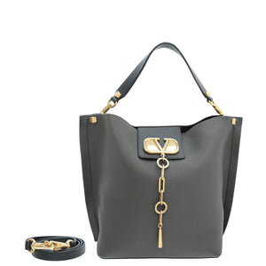 Valentino Dark Grey Vlogo Top Handle Tote Large Bag
