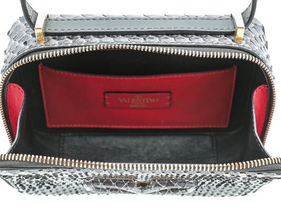 Valentino Dark Grey Python VLogo Box Small Bag