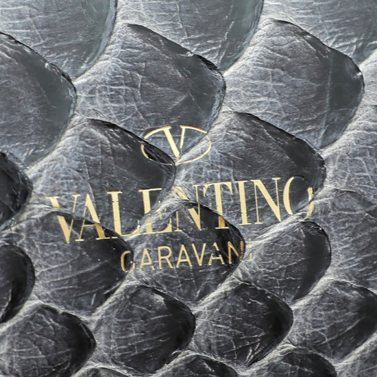 Valentino Dark Grey Python VLogo Box Small Bag