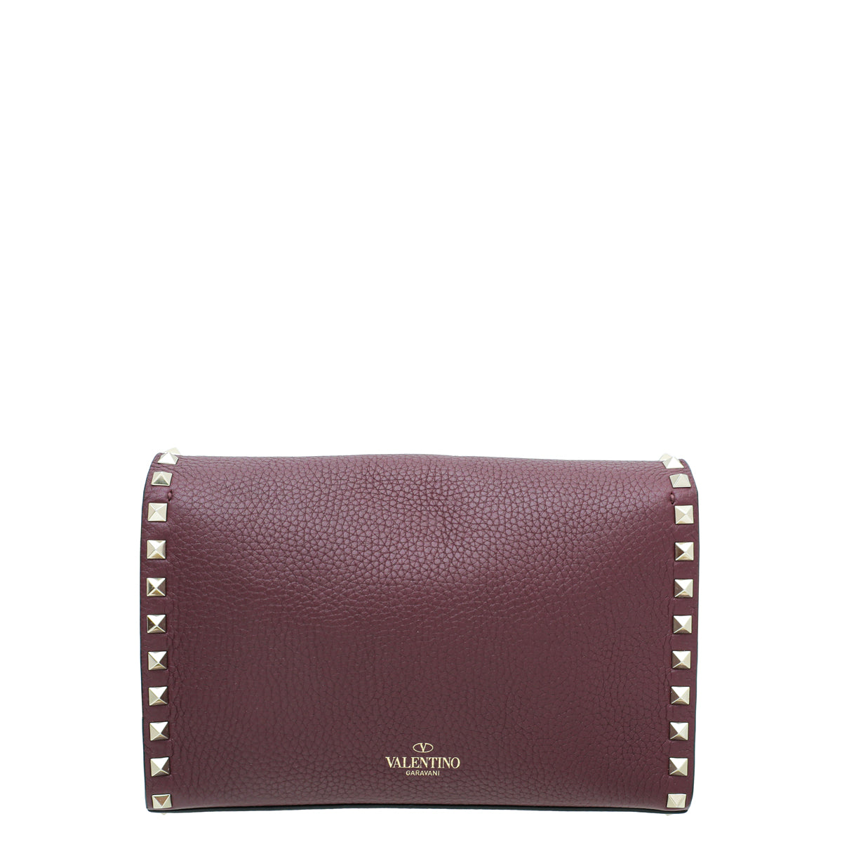 Valentino Burgundy Rockstud Flap Small Crossbody Bag-Valentino-THE CLOSET