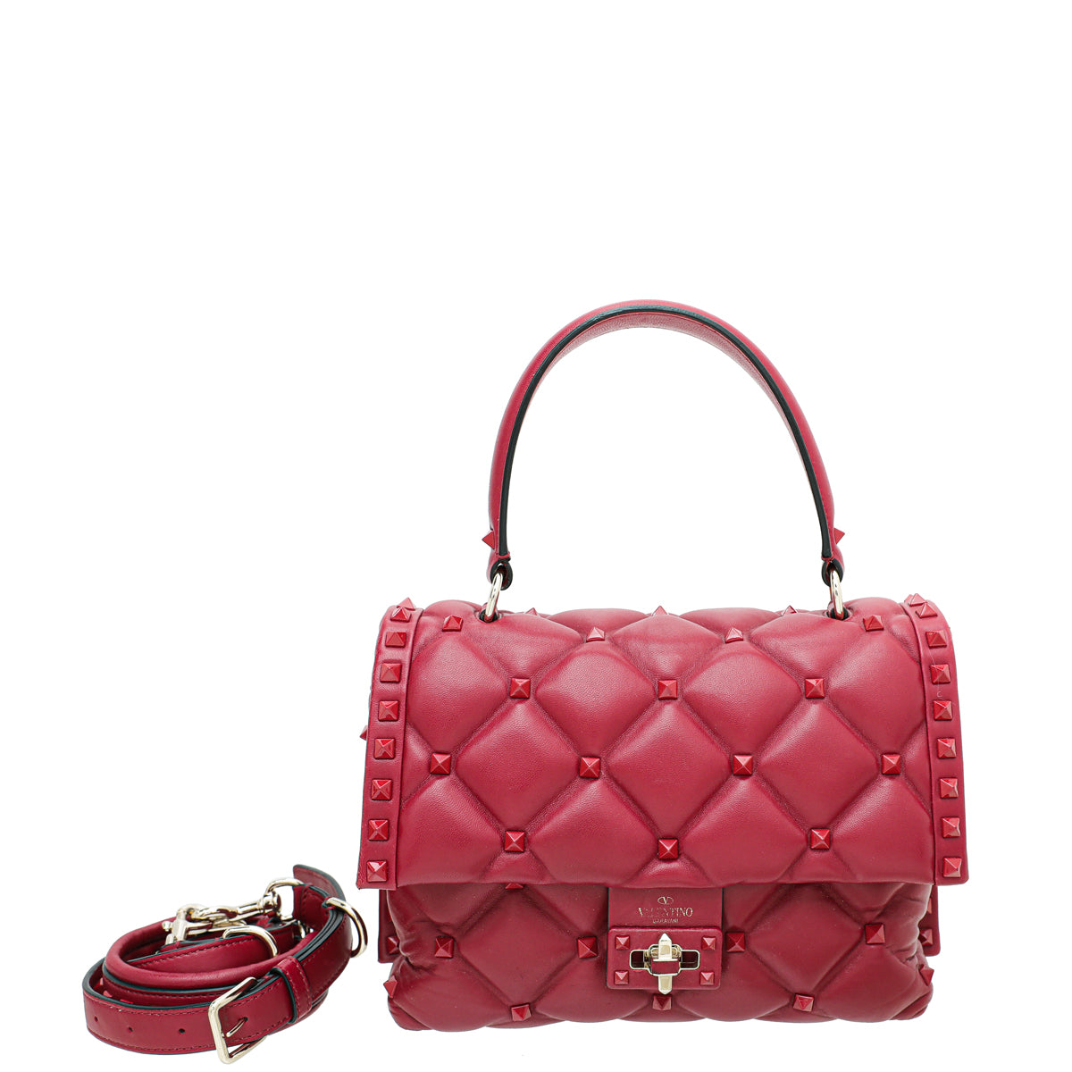 Valentino Red Candystud Top Handle Medium Bag-Valentino-THE CLOSET