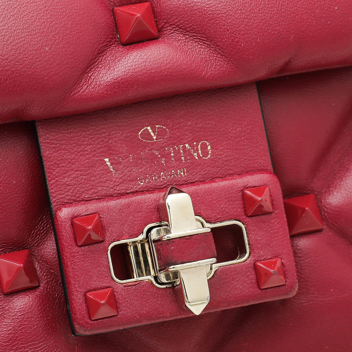 Valentino Red Candystud Top Handle Medium Bag