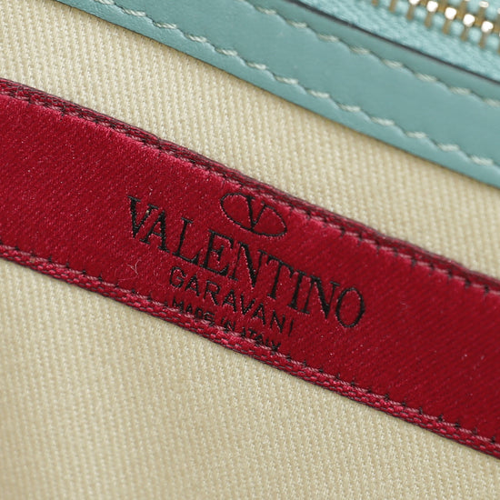 Valentino Aqua Green Glamlock Rockstud Medium Flap Chain Bag