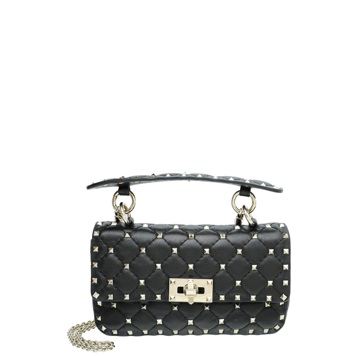 Valentino Black Spike Rockstud Small Flap Bag-Valentino-THE CLOSET