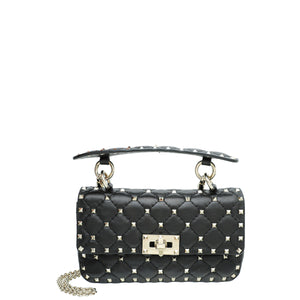 Valentino Black Spike Rockstud Small Flap Bag
