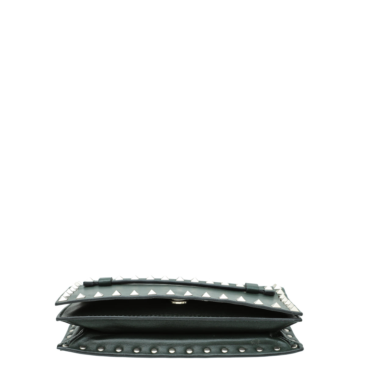 Valentino Forest Green Rockstud Wristlet Clutch