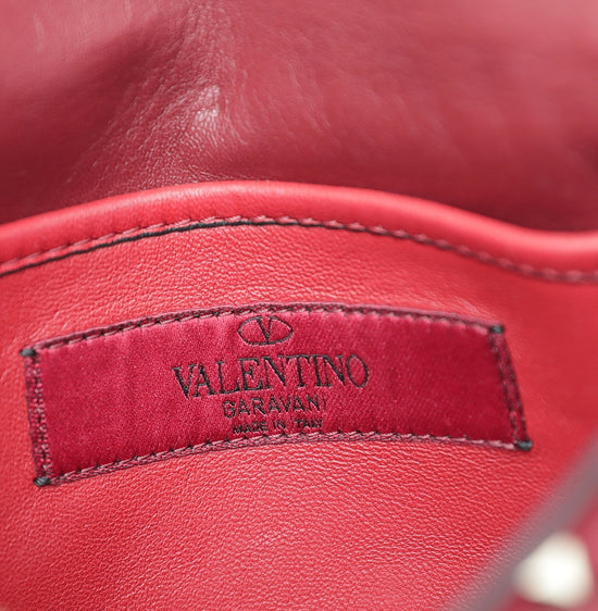 Valentino Burgundy Rockstud Spike Small Chain Bag