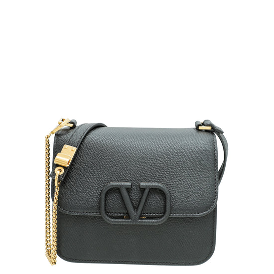 Valentino Black VLOGO Small Flap Bag