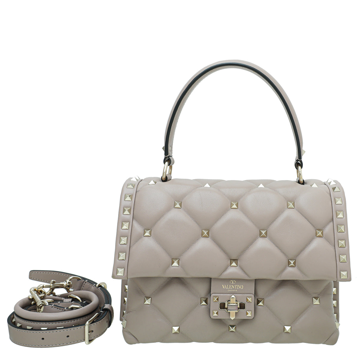 Valentino Poudre Nappa Candystud Top Handle Medium Bag