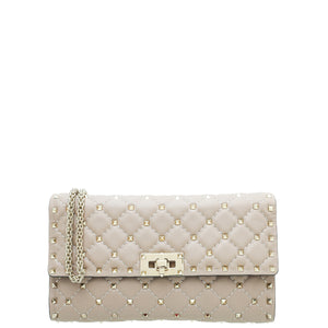 Valentino Nude Poudre Rockstud Spike Chain Clutch Bag