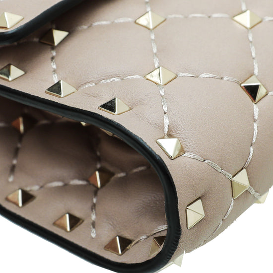 Valentino Nude Poudre Rockstud Spike Chain Clutch Bag