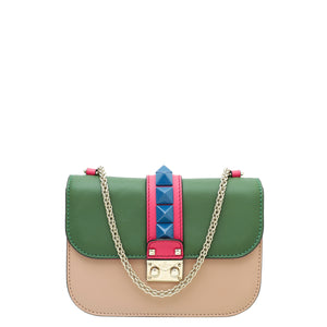 Valentino Multicolor Colorblock Rockstud Glam Lock Flap Bag