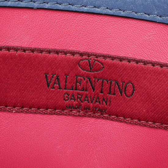 Valentino Blue Leather Medium Rockstud Glam Lock Flap Bag - BOPF