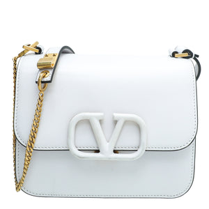 Valentino White VLOGO Flap Small Bag