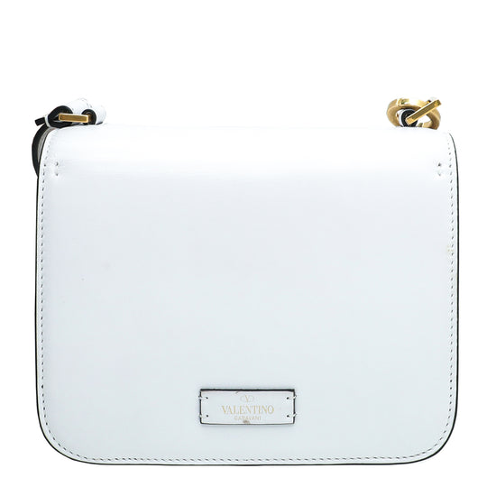 Valentino White VLOGO Flap Small Bag