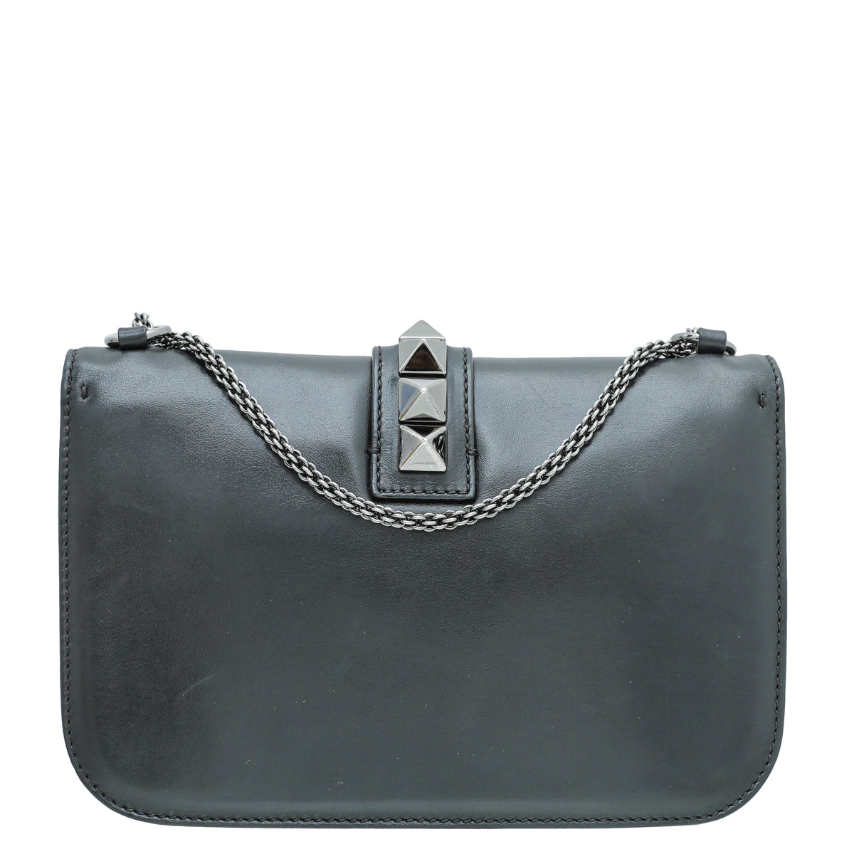 Valentino Black Rockstud Glam Lock Medium Flap Bag