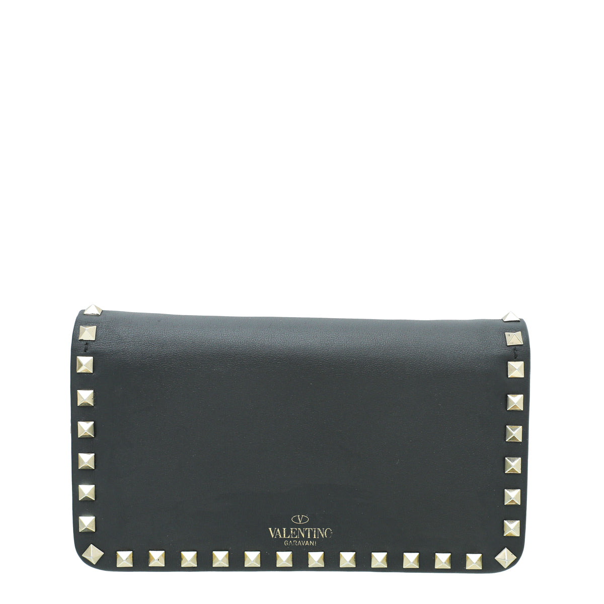 Valentino Black Rockstud Flap Chain Clutch-Valentino-THE CLOSET
