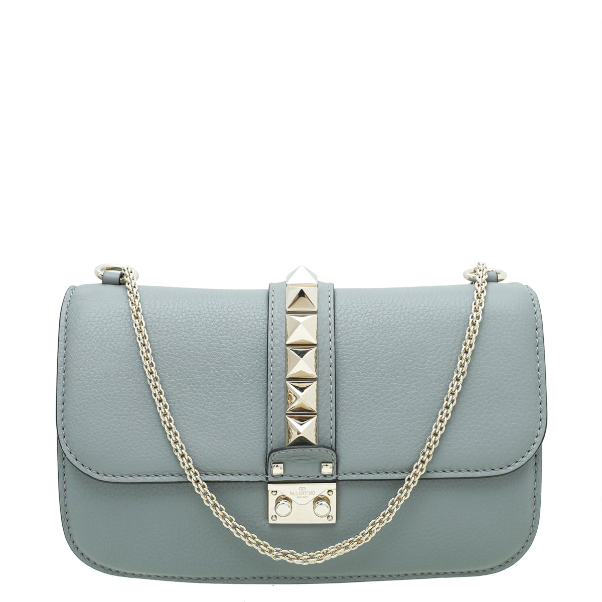 Valentino Light Gray Rockstud Glam Lock Medium Bag-Valentino-THE CLOSET