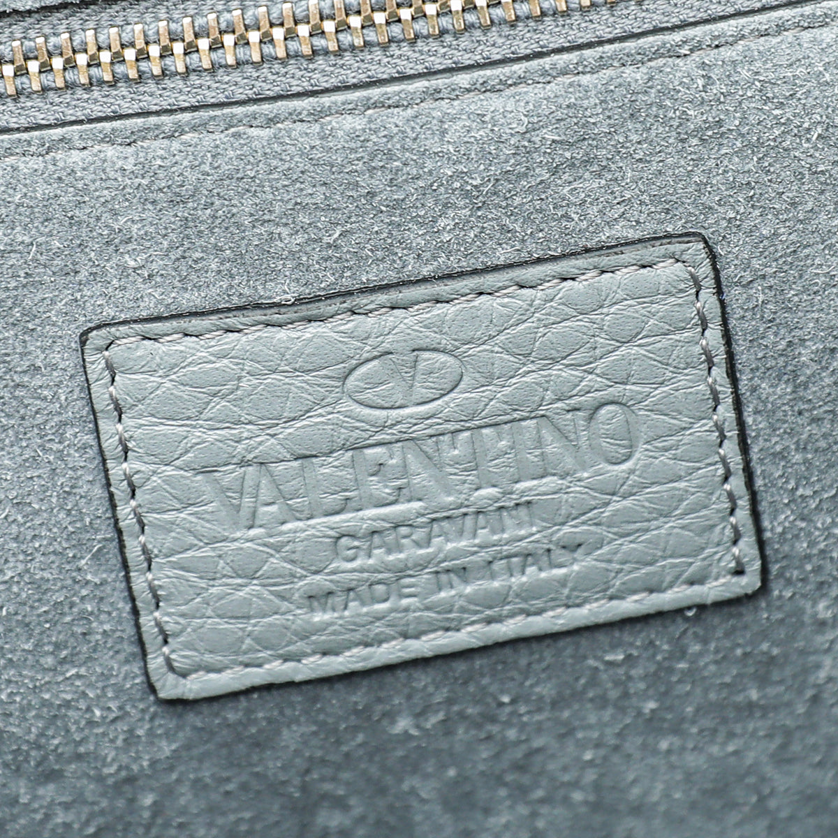 Valentino Light Gray Rockstud Glam Lock Medium Bag