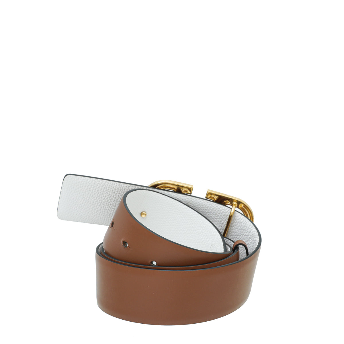 Valentino Tan Vlogo Buckle Leather Belt 34-Valentino-THE CLOSET
