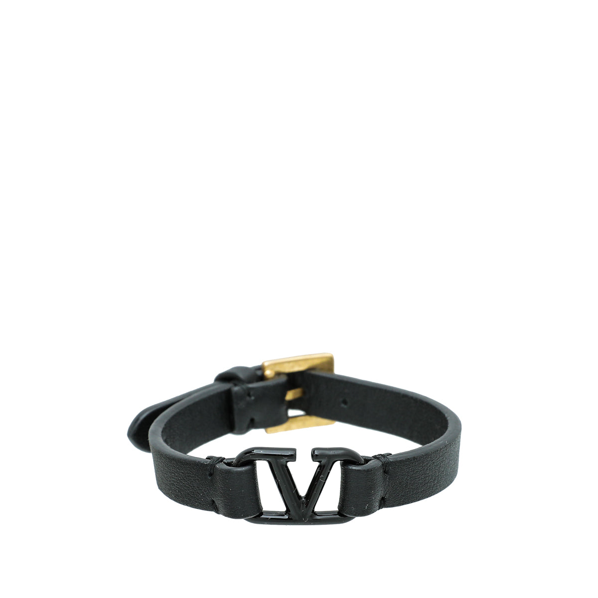 Valentino Black VLogo Leather Bracelet-Valentino-THE CLOSET
