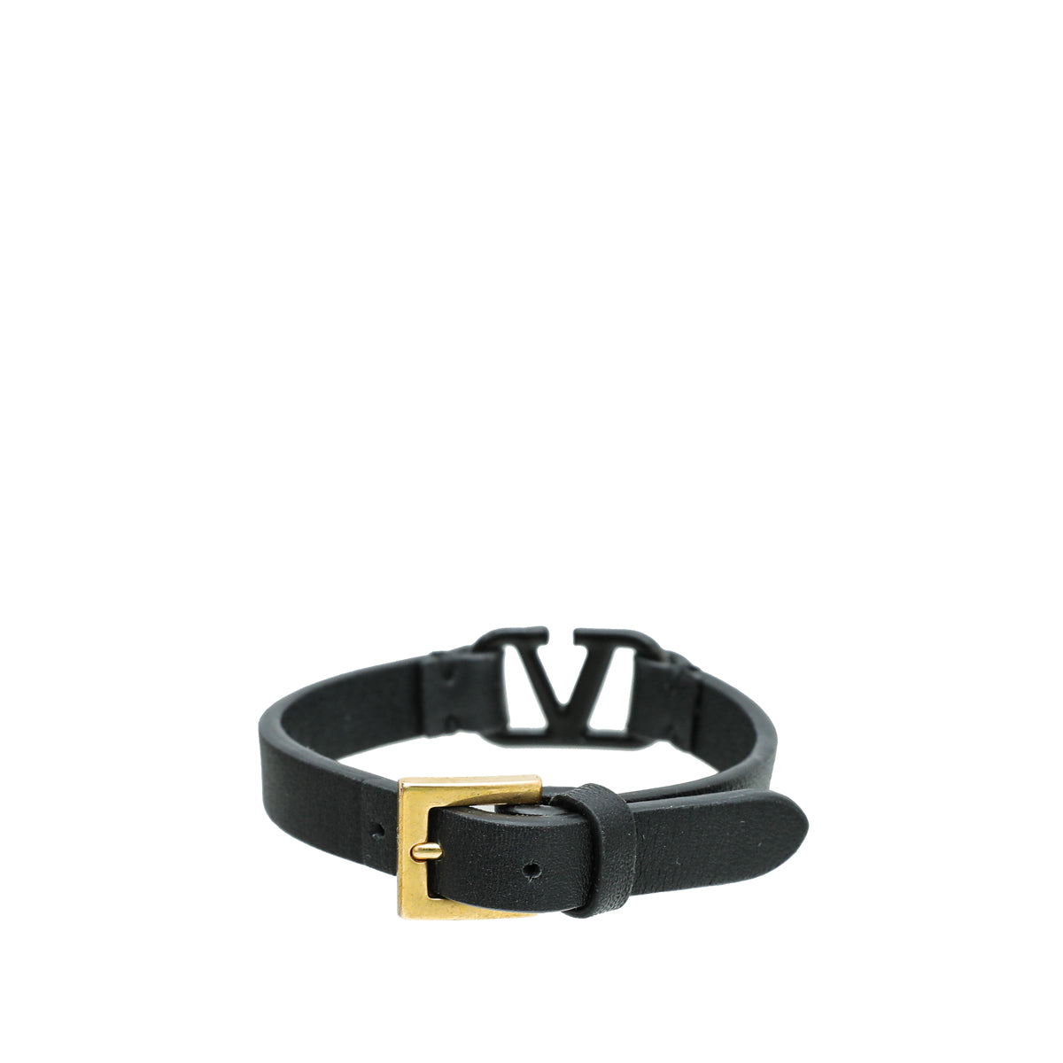 Valentino Black VLogo Leather Bracelet-Valentino-THE CLOSET