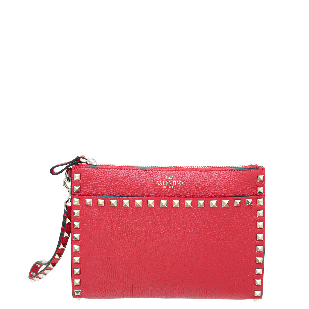 Valentino Red Rockstud Medium Pouch-Valentino-THE CLOSET