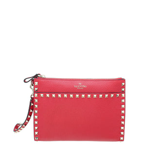 Valentino Red Rockstud Medium Pouch