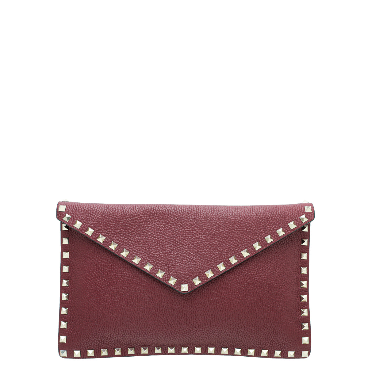 Valentino Burgundy Rockstud Envelope Flap Large Pouch-Valentino-THE CLOSET