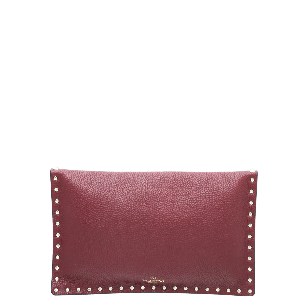 Valentino Burgundy Rockstud Envelope Flap Large Pouch-Valentino-THE CLOSET