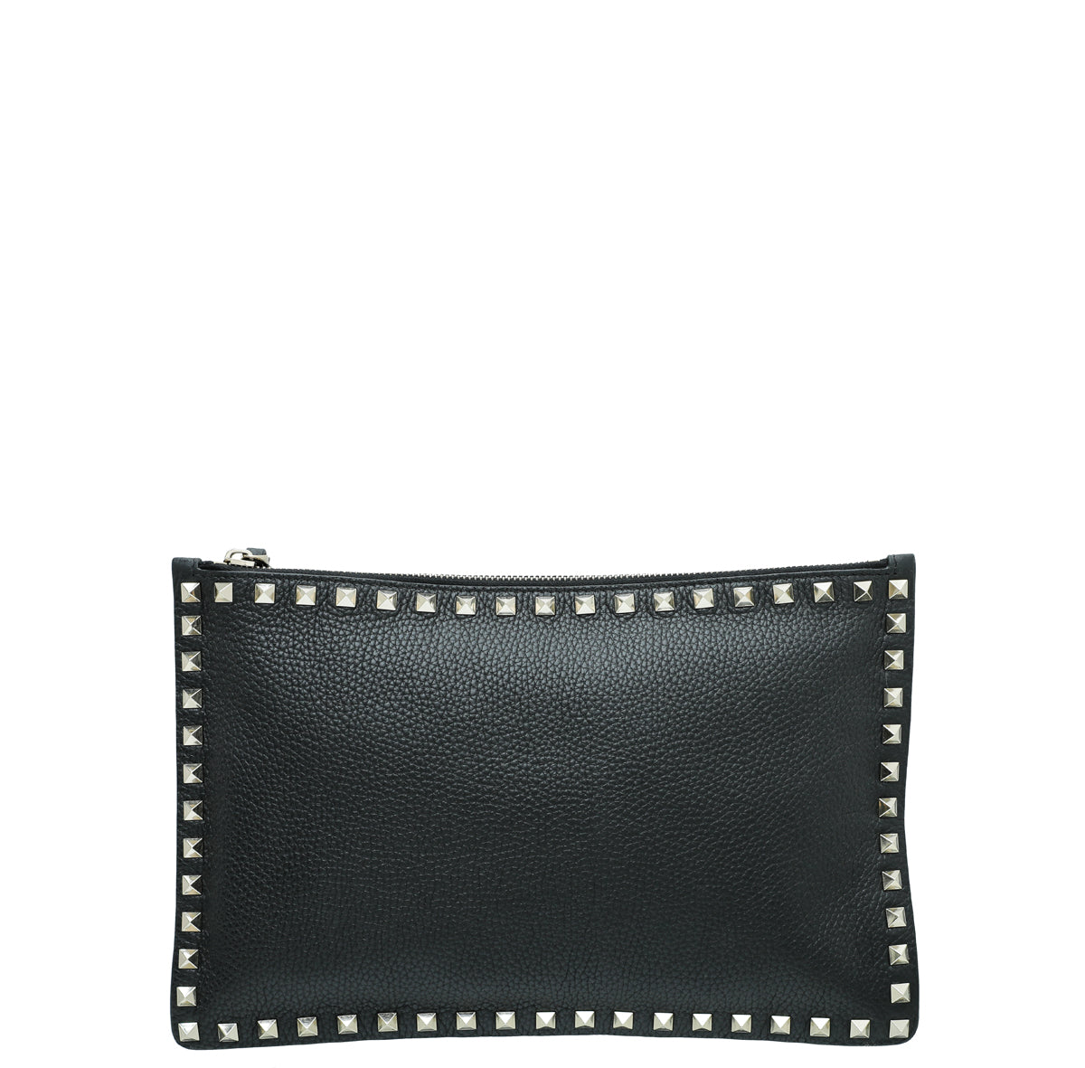 Valentino Black Rockstud Medium Zip Pouch-Valentino-THE CLOSET