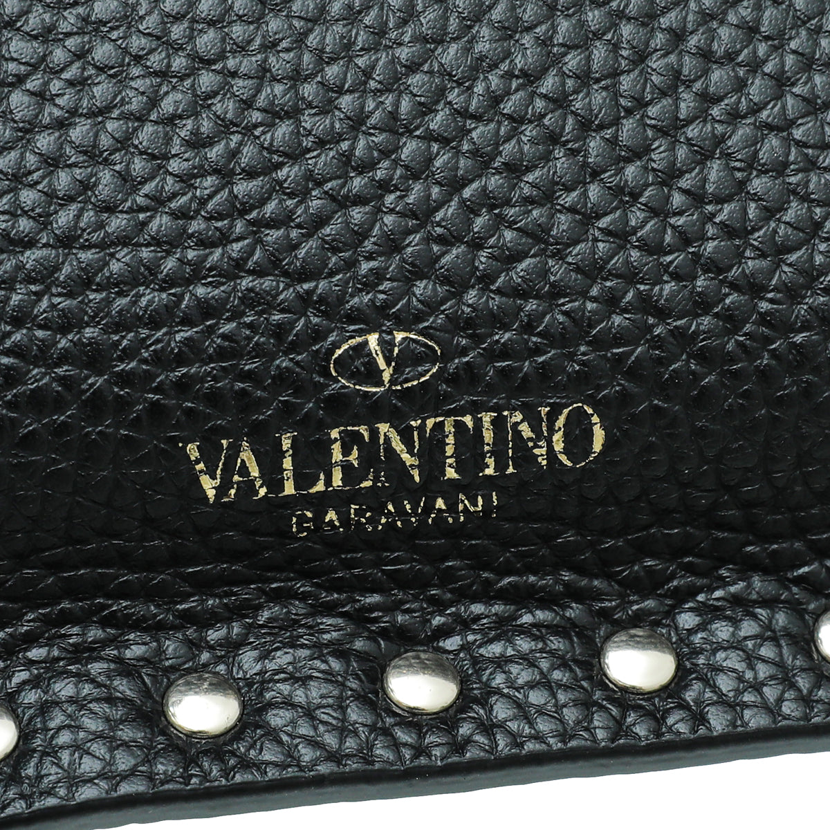 Valentino Black Rockstud Medium Zip Pouch