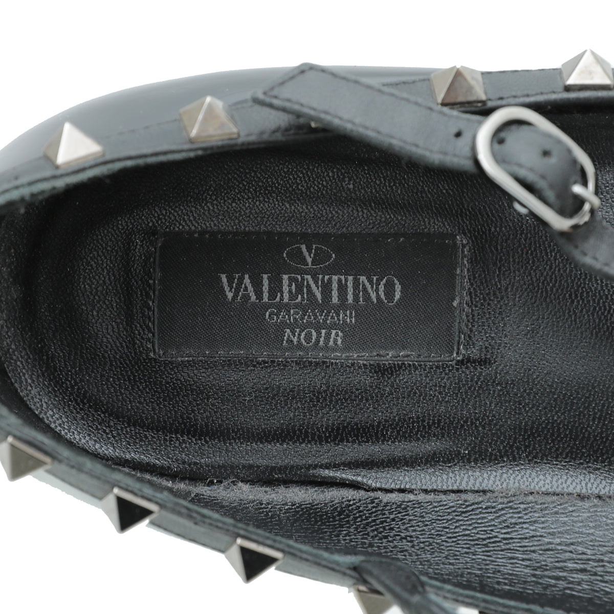 Valentino Black Rockstud Caged Ankle Strap Flat Ballerina 41