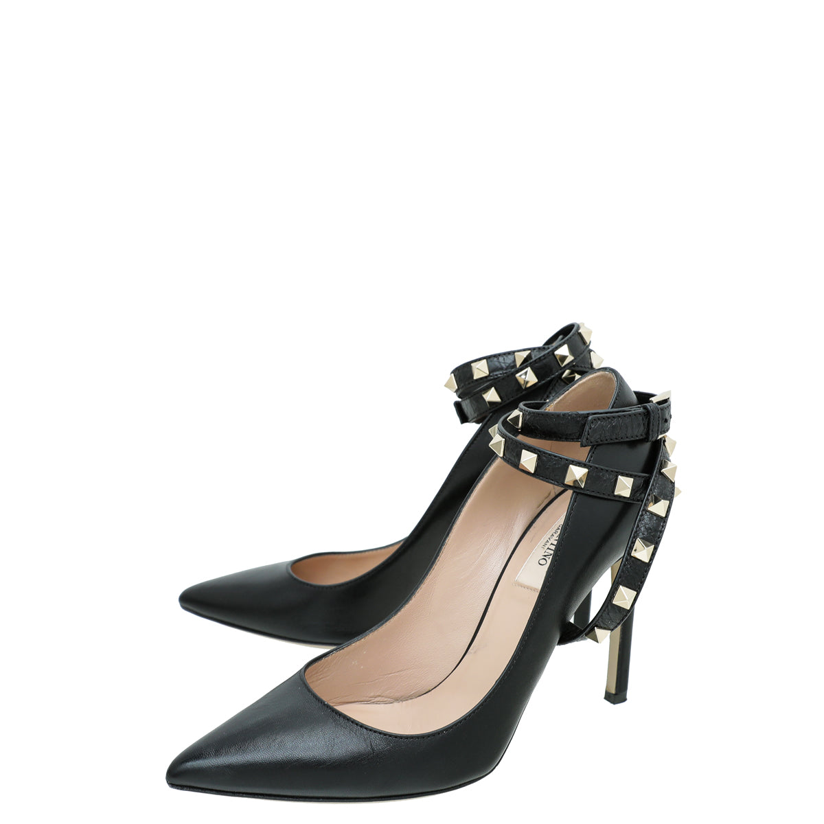 Valentino Black Rockstud Cross Strap Pump 36-Valentino-THE CLOSET