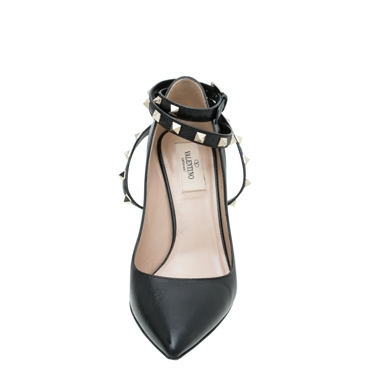 Valentino Black Rockstud Cross Strap Pump 36-Valentino-THE CLOSET