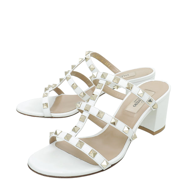 Valentino Garavani Off-White Roman Stud Platform Sandals | Smart Closet