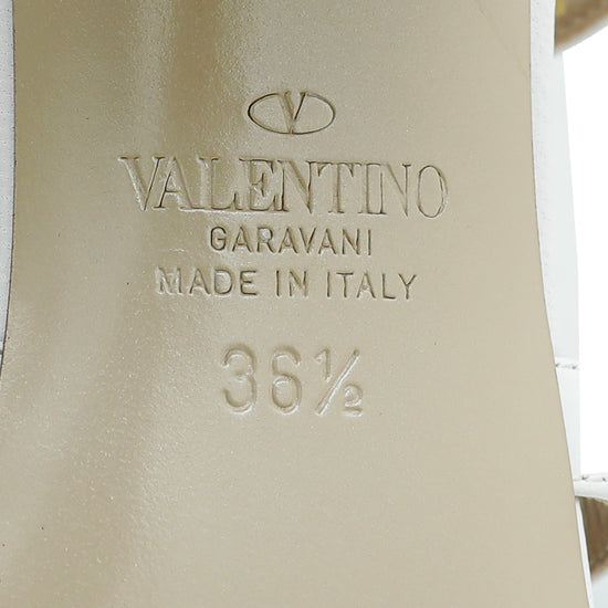 Valentino White Rockstud Block Slide Sandals 36.5